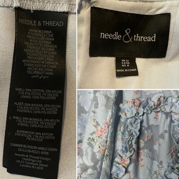 NWOT Needle & Thread Summer Blossom Milkmaid Maxi Dress Size 8 US - Picture 8 of 16